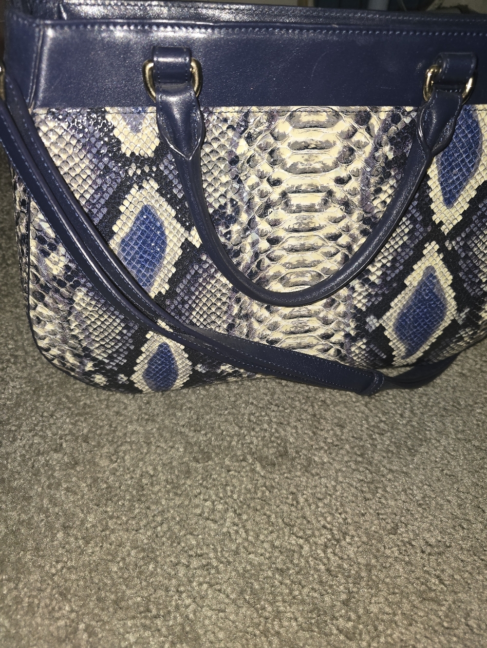 Brahmin Raelynn Ballington Satchel in Cobalt blue snakeskin W/ Matching Wallet - Picture 13 of 16